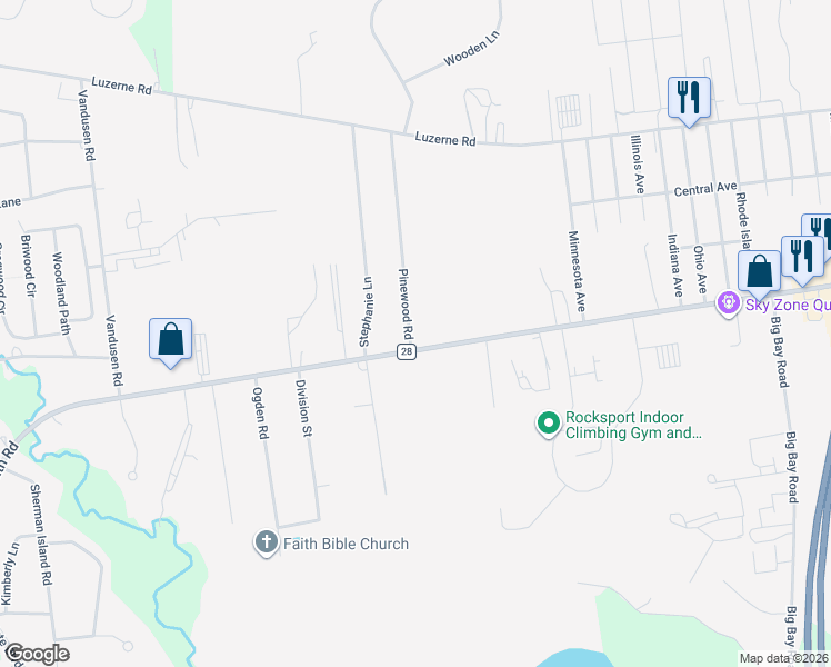 map of restaurants, bars, coffee shops, grocery stores, and more near 8 Pinewood Road in West Glens Falls
