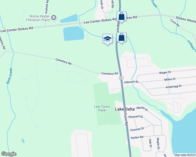 map of restaurants, bars, coffee shops, grocery stores, and more near 6200 Cemetery Rd in Rome