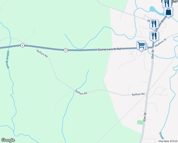 map of restaurants, bars, coffee shops, grocery stores, and more near 104 Buffum Road in North Berwick