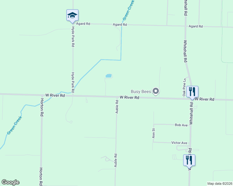 map of restaurants, bars, coffee shops, grocery stores, and more near 2190 Auble Road in Muskegon