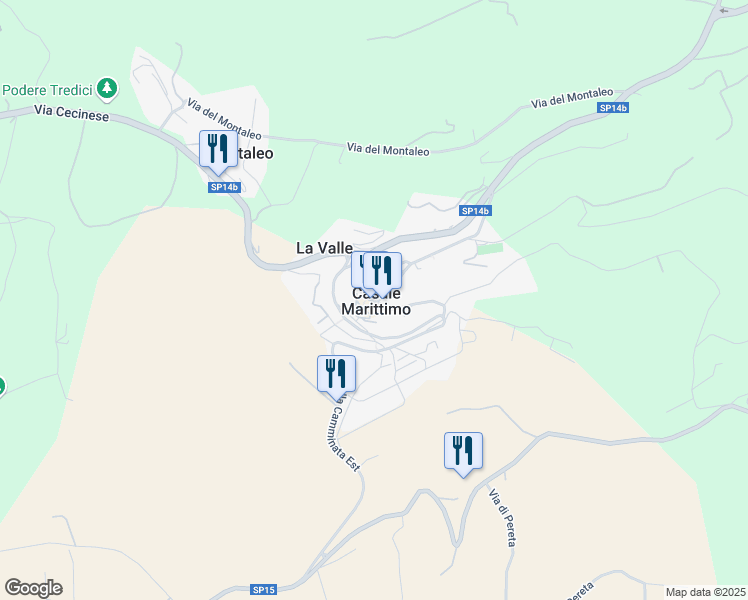 map of restaurants, bars, coffee shops, grocery stores, and more near 6 Strada Provinciale Camminata in Casale Marittimo