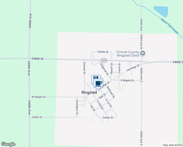 map of restaurants, bars, coffee shops, grocery stores, and more near 27 Denmark Street in Ringsted