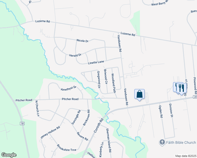 map of restaurants, bars, coffee shops, grocery stores, and more near 85 Gregwood Circle in West Glens Falls