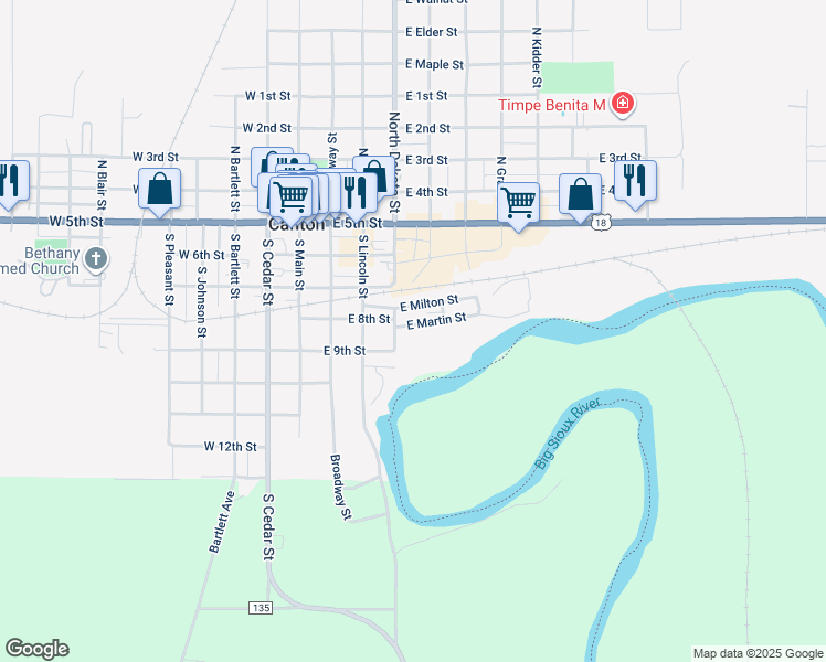 map of restaurants, bars, coffee shops, grocery stores, and more near 405 East Martin Street in Canton