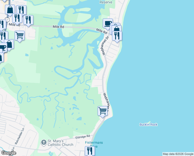 map of restaurants, bars, coffee shops, grocery stores, and more near 6 Raymond Street in Wells