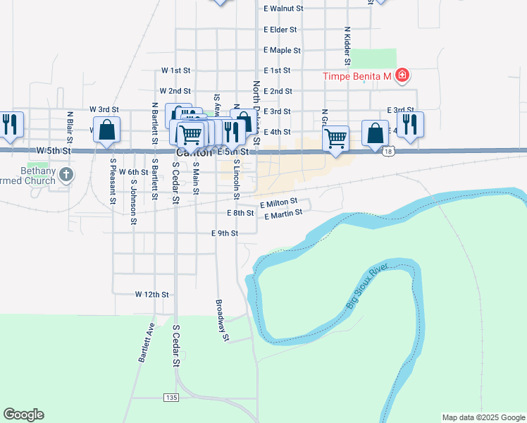 map of restaurants, bars, coffee shops, grocery stores, and more near 405 East Martin Street in Canton