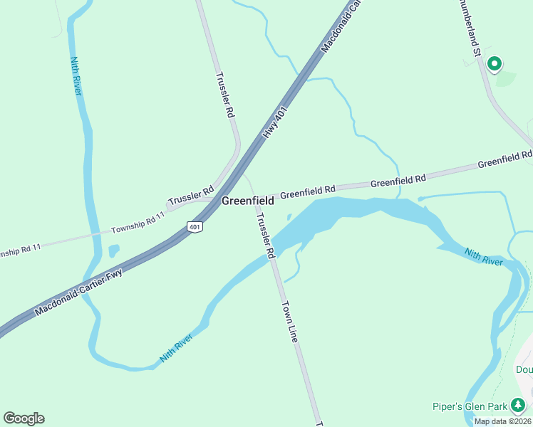 map of restaurants, bars, coffee shops, grocery stores, and more near 4200 Trussler Road in Ayr