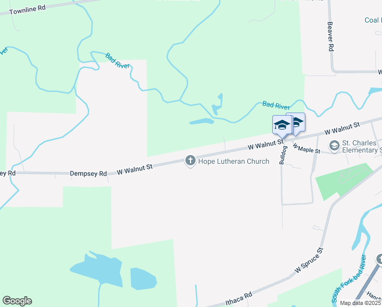 map of restaurants, bars, coffee shops, grocery stores, and more near 1128 West Walnut Street in Saint Charles