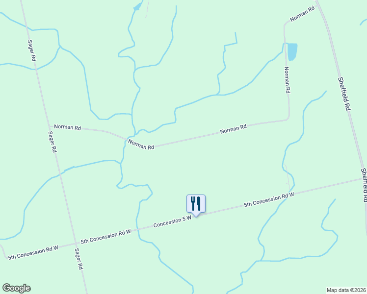map of restaurants, bars, coffee shops, grocery stores, and more near 2518 Norman Road in Hamilton