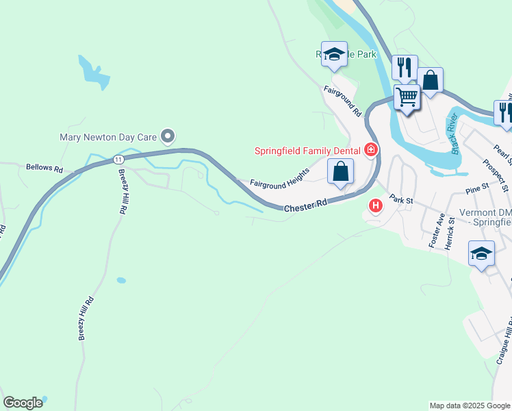 map of restaurants, bars, coffee shops, grocery stores, and more near 72 Chester Road in Springfield