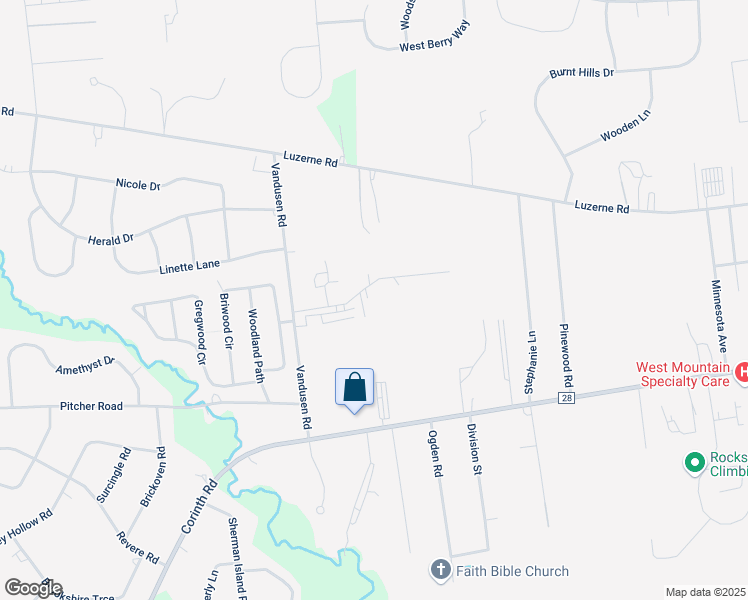 map of restaurants, bars, coffee shops, grocery stores, and more near 36 Sanders Road in West Glens Falls