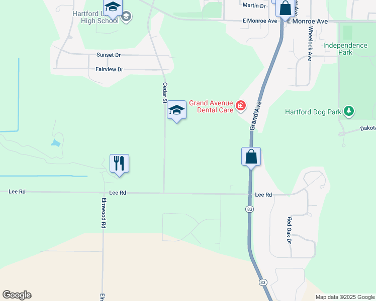 map of restaurants, bars, coffee shops, grocery stores, and more near in Hartford