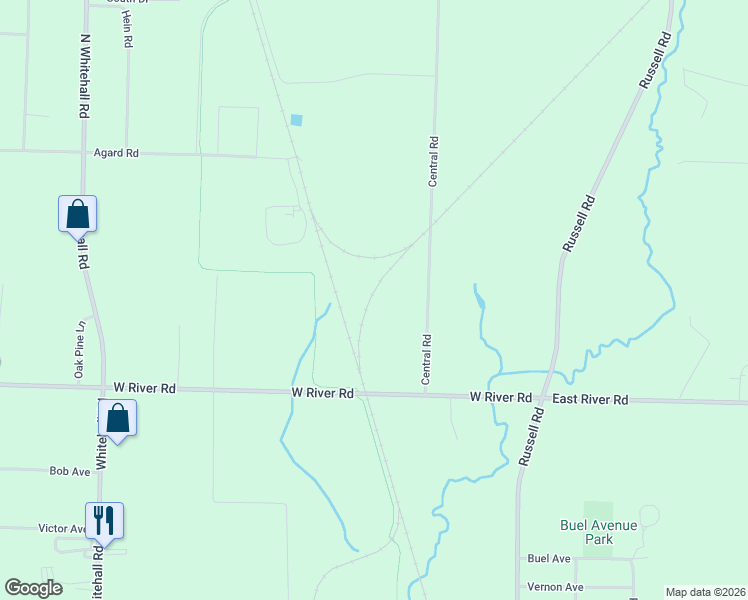 map of restaurants, bars, coffee shops, grocery stores, and more near 2201-2483 Central Road in Muskegon