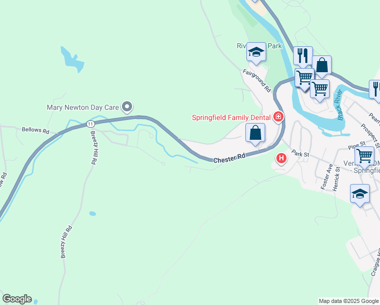map of restaurants, bars, coffee shops, grocery stores, and more near 72 Chester Rd in Springfield