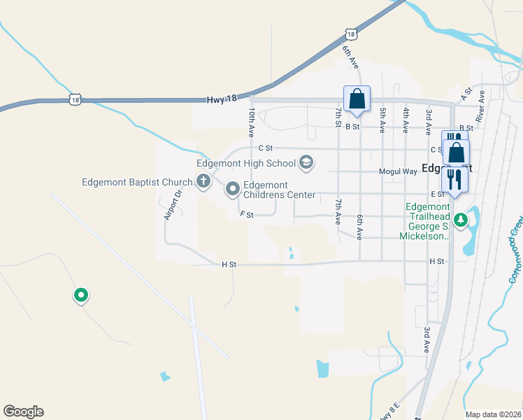 map of restaurants, bars, coffee shops, grocery stores, and more near 900 F Street in Edgemont