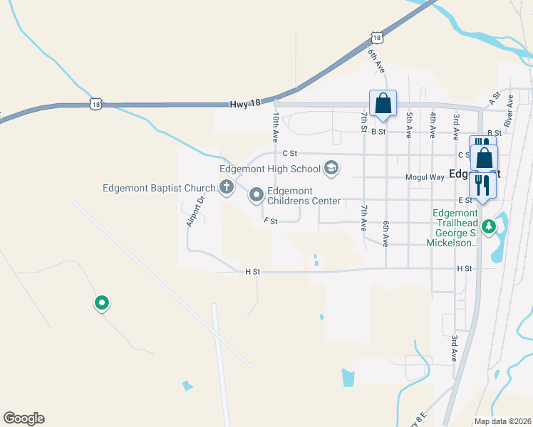 map of restaurants, bars, coffee shops, grocery stores, and more near 900 F Street in Edgemont