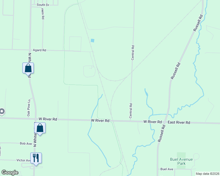 map of restaurants, bars, coffee shops, grocery stores, and more near 2201-2483 Central Road in Muskegon