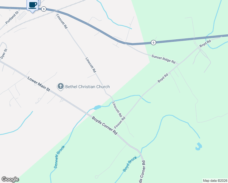 map of restaurants, bars, coffee shops, grocery stores, and more near 153 Linscott Road in North Berwick