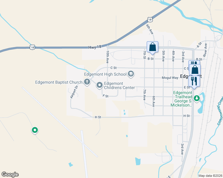 map of restaurants, bars, coffee shops, grocery stores, and more near 900 F Street in Edgemont