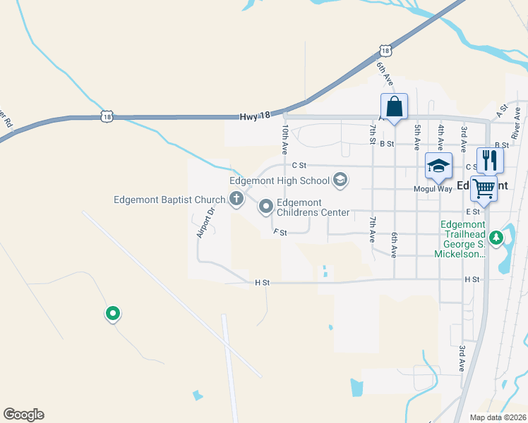 map of restaurants, bars, coffee shops, grocery stores, and more near 1000-1012 E St in Edgemont