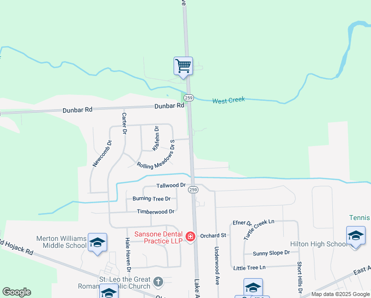 map of restaurants, bars, coffee shops, grocery stores, and more near 11 Hilton Drive in Hilton
