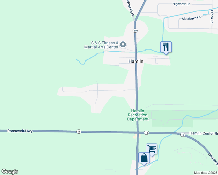 map of restaurants, bars, coffee shops, grocery stores, and more near 22 Hillcrest Drive in Hamlin