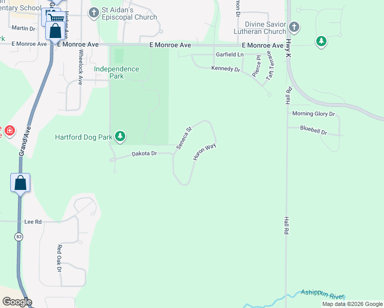 map of restaurants, bars, coffee shops, grocery stores, and more near 1215 Huron Way in Hartford