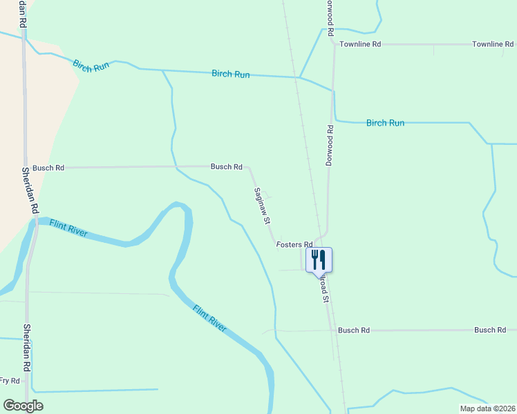 map of restaurants, bars, coffee shops, grocery stores, and more near 8510 Saginaw Street in Birch Run