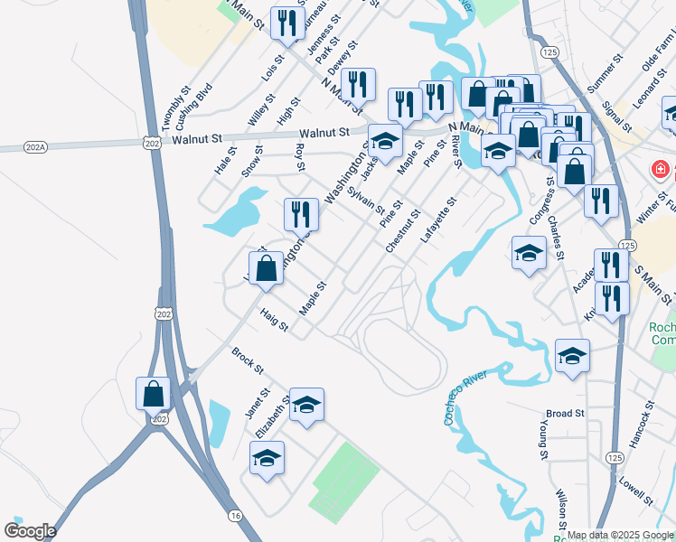 map of restaurants, bars, coffee shops, grocery stores, and more near 6 Fairway Avenue in Rochester