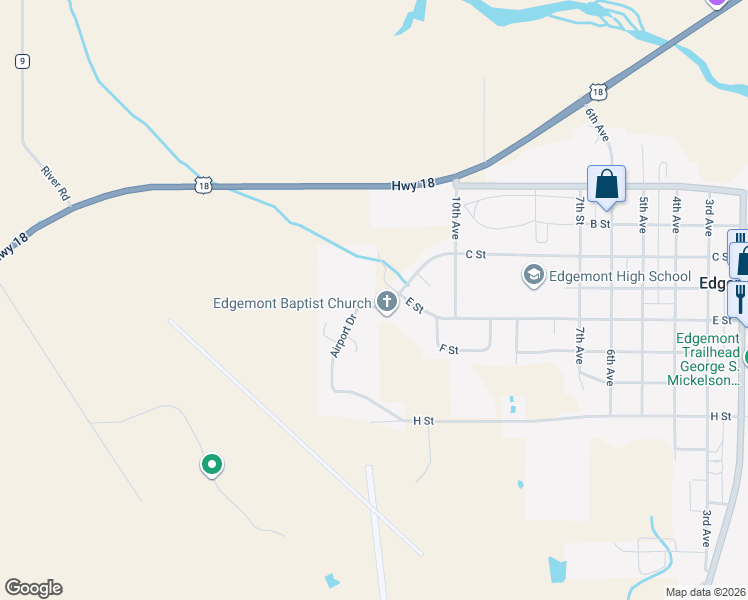 map of restaurants, bars, coffee shops, grocery stores, and more near 1104 C Street in Edgemont
