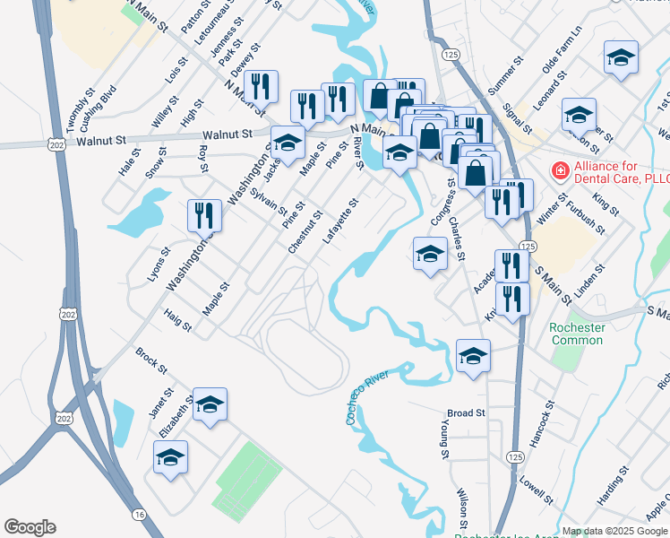 map of restaurants, bars, coffee shops, grocery stores, and more near 7 Brochu Court in Rochester