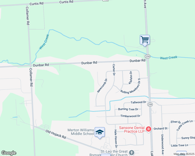 map of restaurants, bars, coffee shops, grocery stores, and more near Albano Drive in Hilton