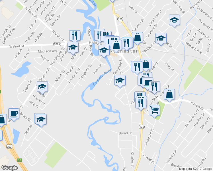map of restaurants, bars, coffee shops, grocery stores, and more near 2 Beaudoin Court in Rochester