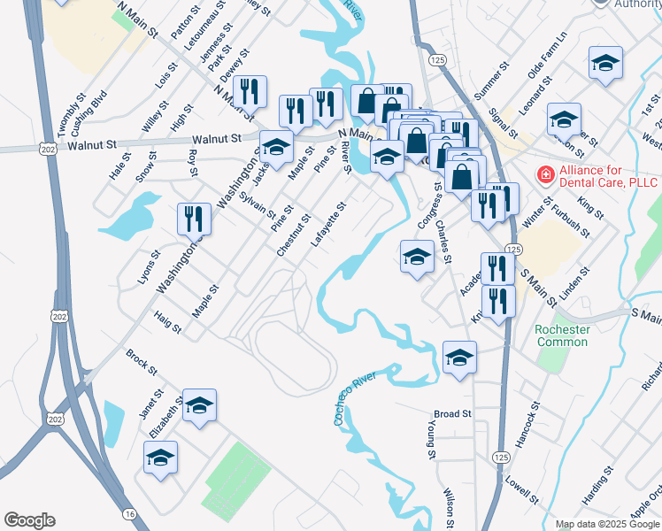 map of restaurants, bars, coffee shops, grocery stores, and more near 7 Brochu Court in Rochester