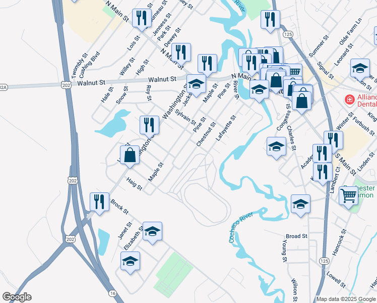 map of restaurants, bars, coffee shops, grocery stores, and more near 71 Chestnut Street in Rochester