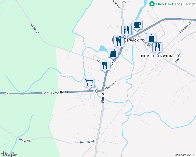 map of restaurants, bars, coffee shops, grocery stores, and more near 9 Nowell Street in North Berwick