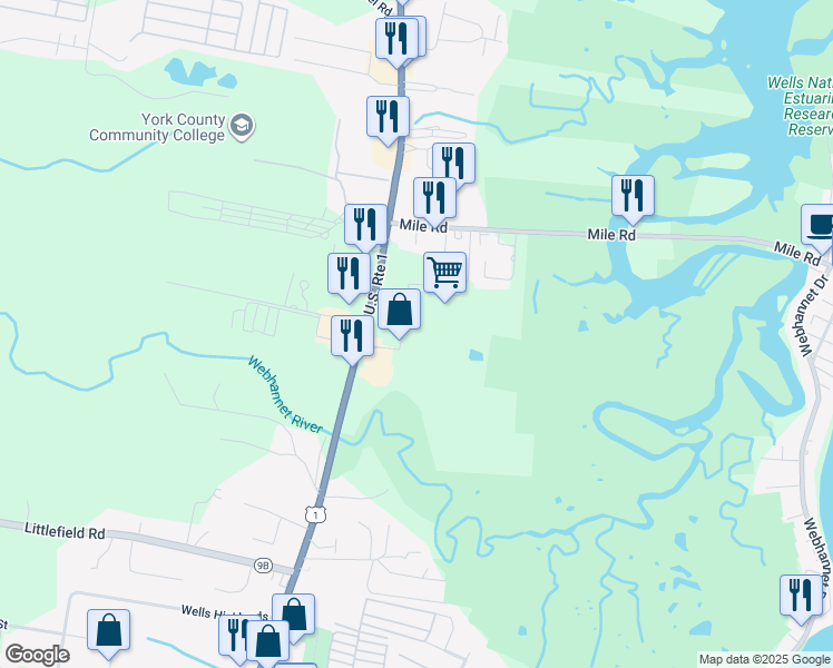 map of restaurants, bars, coffee shops, grocery stores, and more near 107 Wells Plaza in Wells