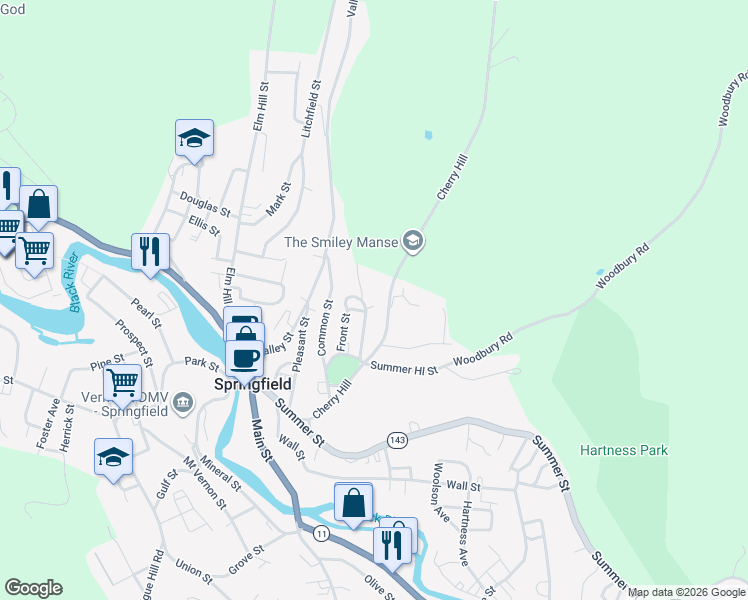 map of restaurants, bars, coffee shops, grocery stores, and more near 30 Orchard Street in Springfield