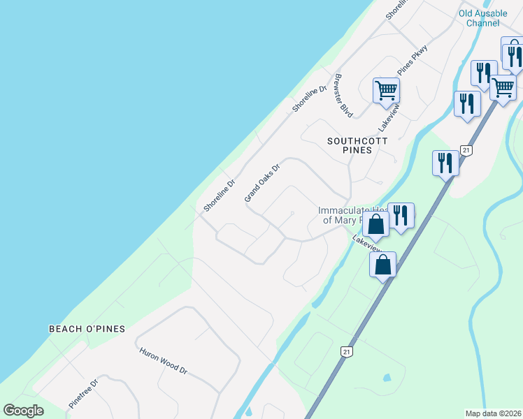 map of restaurants, bars, coffee shops, grocery stores, and more near 10344 Dogwood Crescent in Lambton Shores