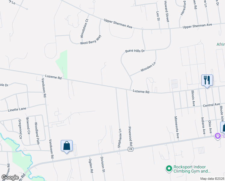 map of restaurants, bars, coffee shops, grocery stores, and more near 336 Luzerne Road in Queensbury