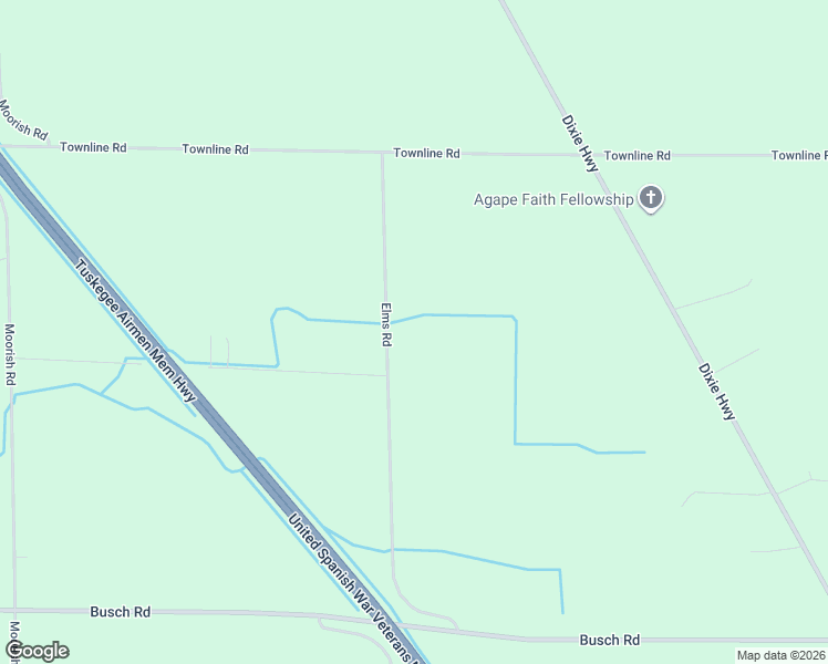 map of restaurants, bars, coffee shops, grocery stores, and more near 8000 Elms Road in Birch Run