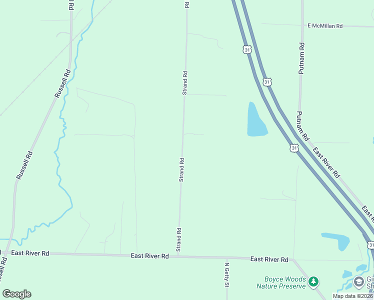 map of restaurants, bars, coffee shops, grocery stores, and more near 2608 Strand Road in Muskegon