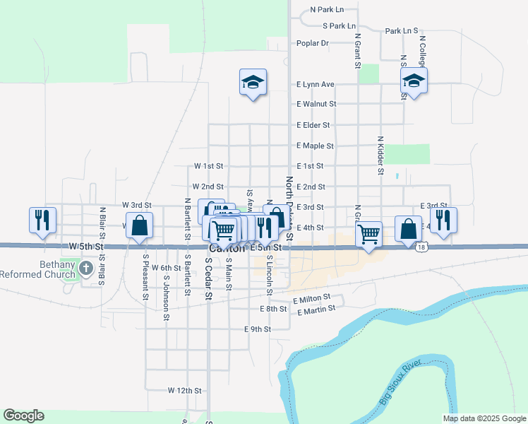map of restaurants, bars, coffee shops, grocery stores, and more near 200-250 E 4th St in Canton