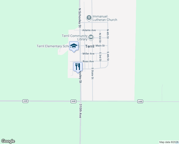 map of restaurants, bars, coffee shops, grocery stores, and more near 400-798 South State Street in Terril