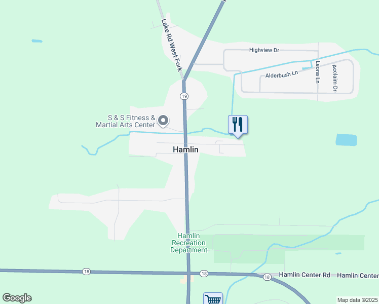 map of restaurants, bars, coffee shops, grocery stores, and more near in Hamlin