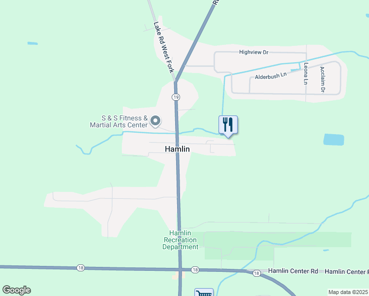 map of restaurants, bars, coffee shops, grocery stores, and more near in Hamlin