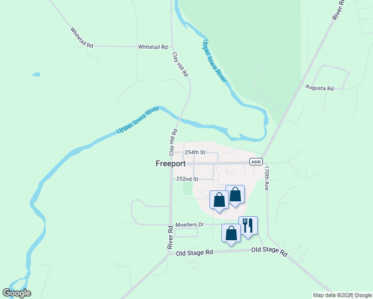 map of restaurants, bars, coffee shops, grocery stores, and more near 1725 255th Street in Decorah