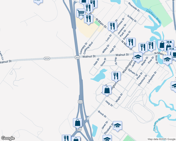 map of restaurants, bars, coffee shops, grocery stores, and more near 17 Hale Street in Rochester