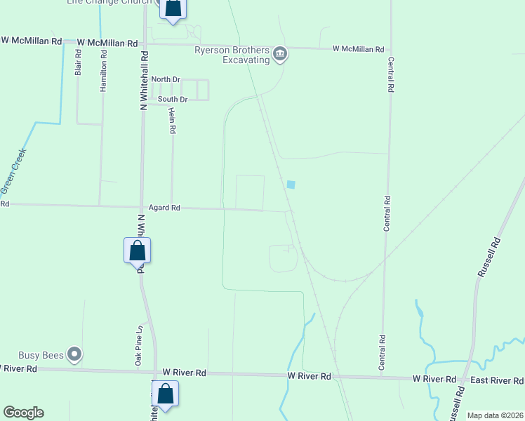 map of restaurants, bars, coffee shops, grocery stores, and more near 839 Agard Road in Muskegon