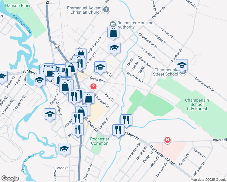 map of restaurants, bars, coffee shops, grocery stores, and more near 8 Logan Street in Rochester